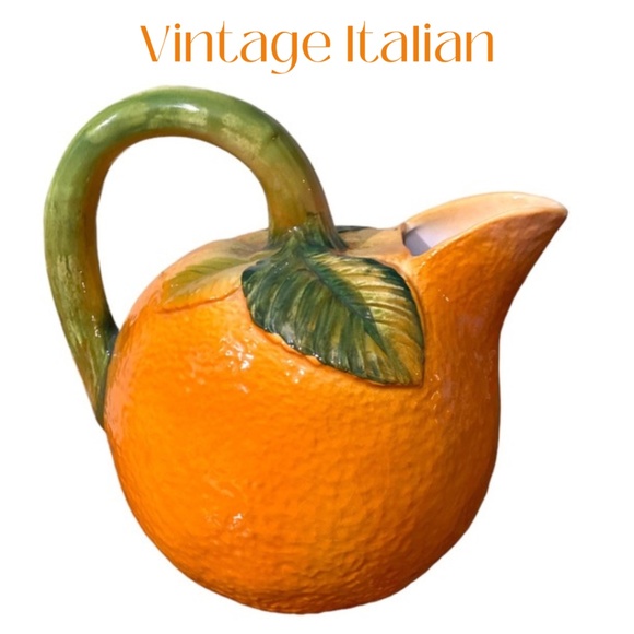 Vintage Italian Ceramic Orange Pitcher - Picture 1 of 16